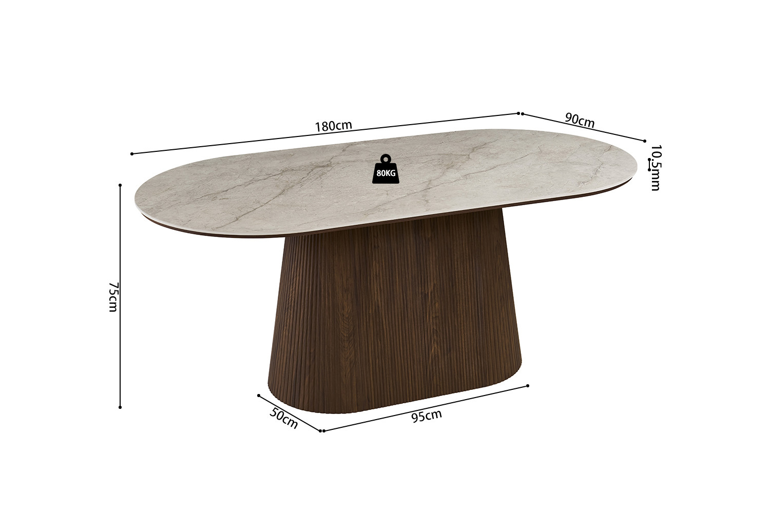 Image 11 for NEW - Tafel Vigo 180 cm Ovaal Decor Donkere Eik Shakespear Beige