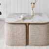 9cb66093-d3b8-408c-a575-1af0bfef1ddf Image 1 for NEW - Salontafel Evora met 4 poefs stof Glanzend Steen Pandora