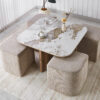 4dac2114-9ba2-4bc6-bfc4-167a003ffe55 Image 2 for NEW - Salontafel Evora met 4 poefs stof Glanzend Steen Pandora