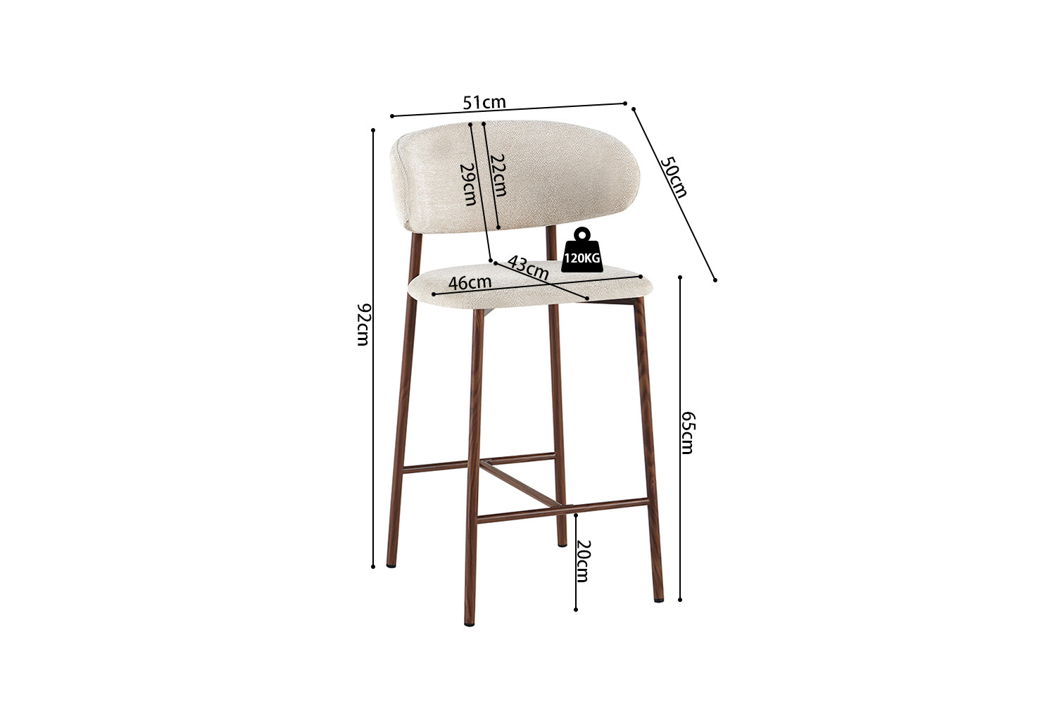 Image 12 for NEW - Counterstoel Coco Walnoot - Stof Raven 24 Beige