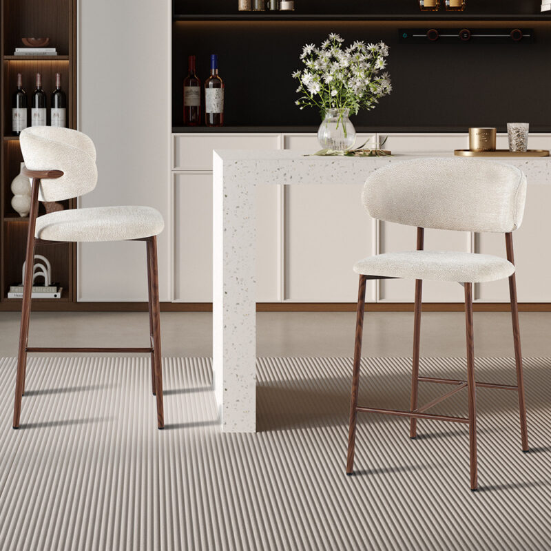 Image 3 for NEW - Counterstoel Coco Walnoot - Stof Raven 24 Beige