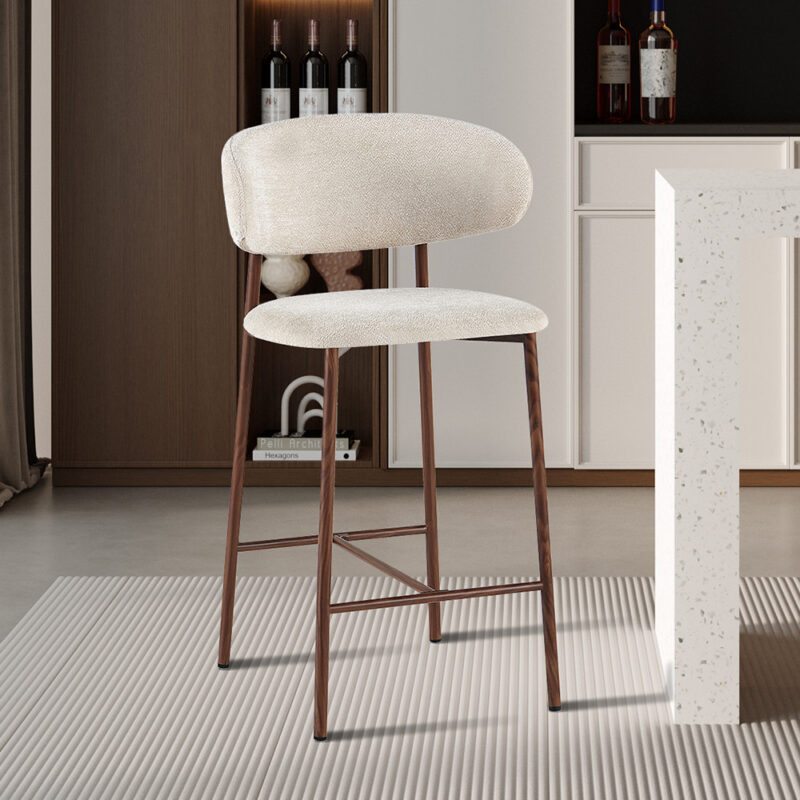 Image 2 for NEW - Counterstoel Coco Walnoot - Stof Raven 24 Beige
