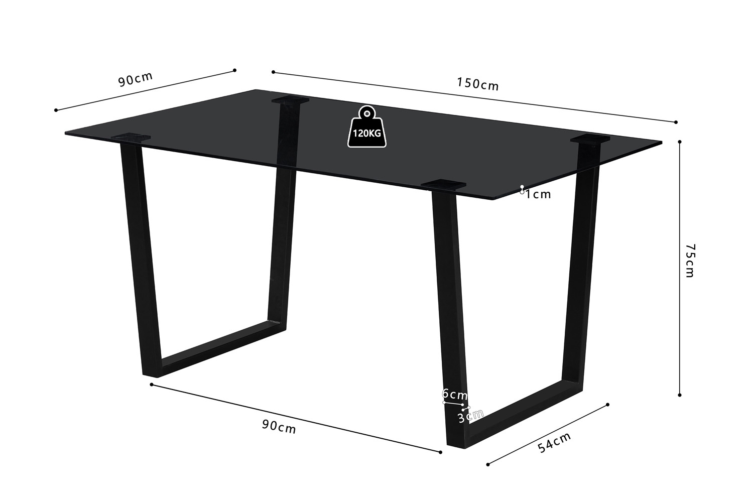 Image 8 for NEW - Tafel Boaz 150 cm Rechthoekig Glas