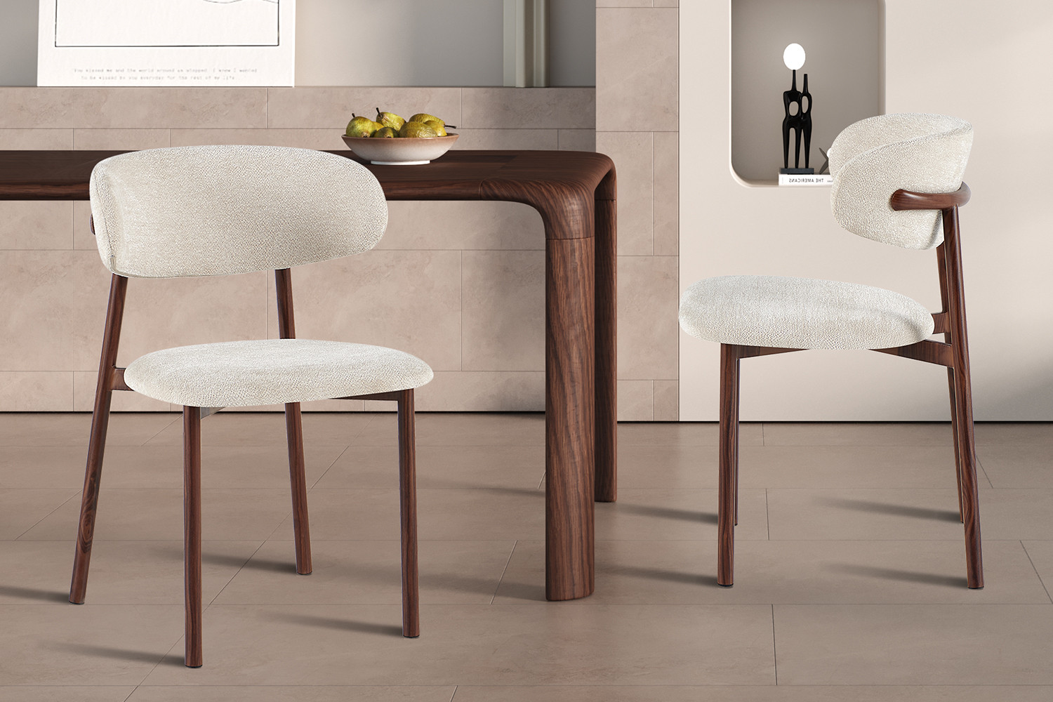 Image 1 for NEW - Stoel Coco Walnoot - Stof Fabb Raven 24 Beige