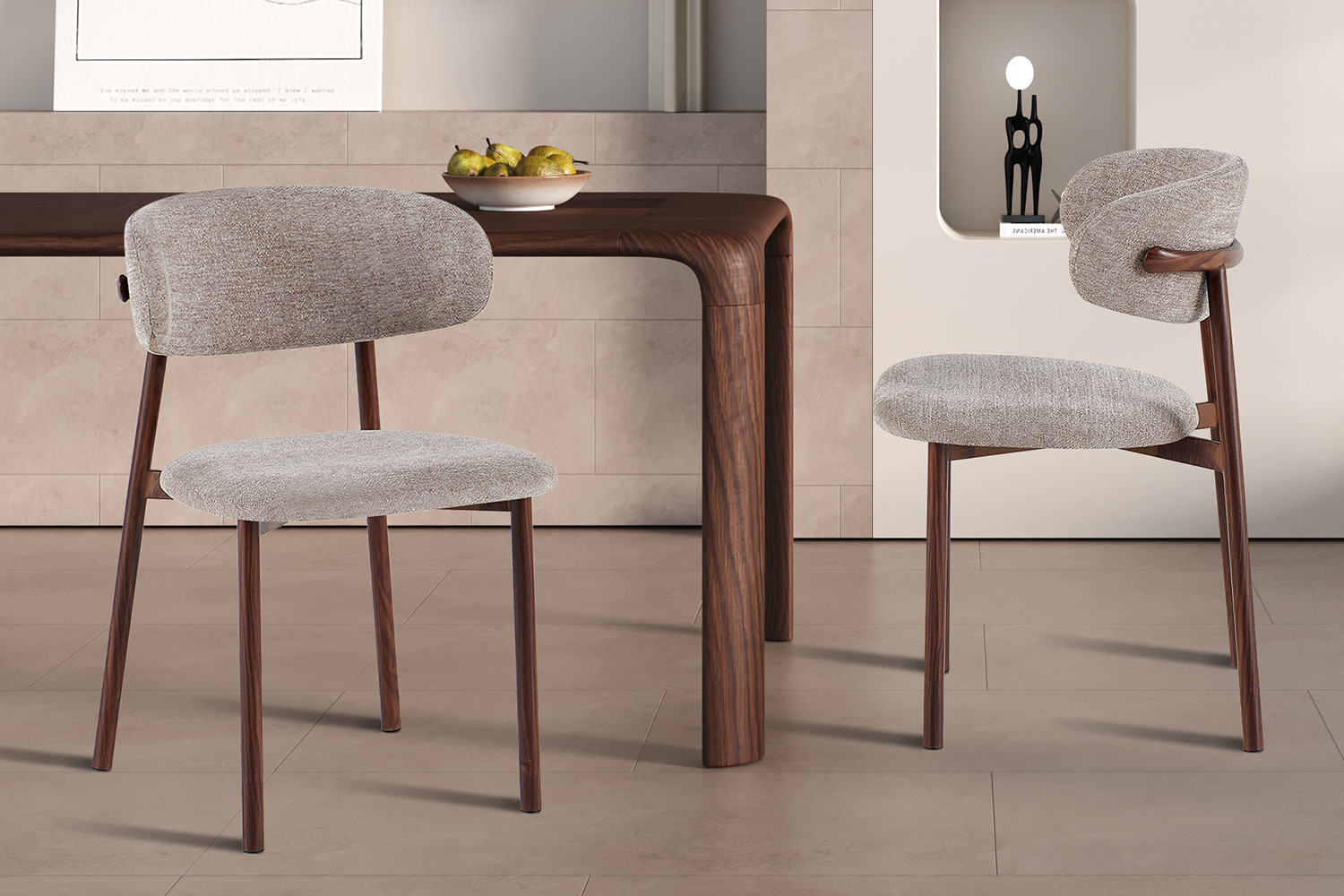 Image 1 for NEW - Stoel Coco Walnoot - Stof Fabb Raven 30 Zand