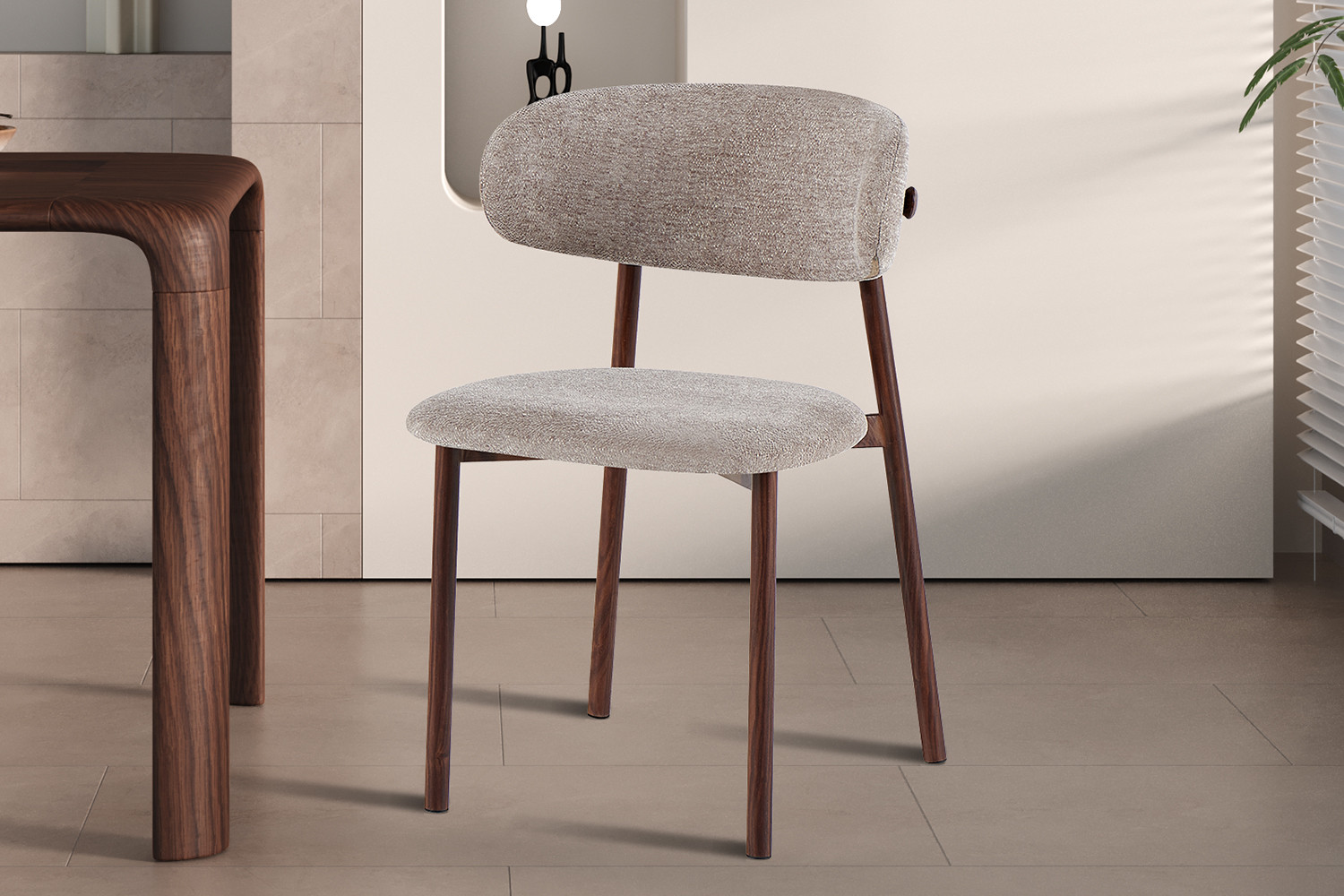 Image 2 for NEW - Stoel Coco Walnoot - Stof Fabb Raven 30 Zand