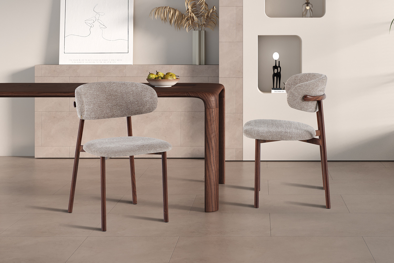 Image 3 for NEW - Stoel Coco Walnoot - Stof Fabb Raven 30 Zand