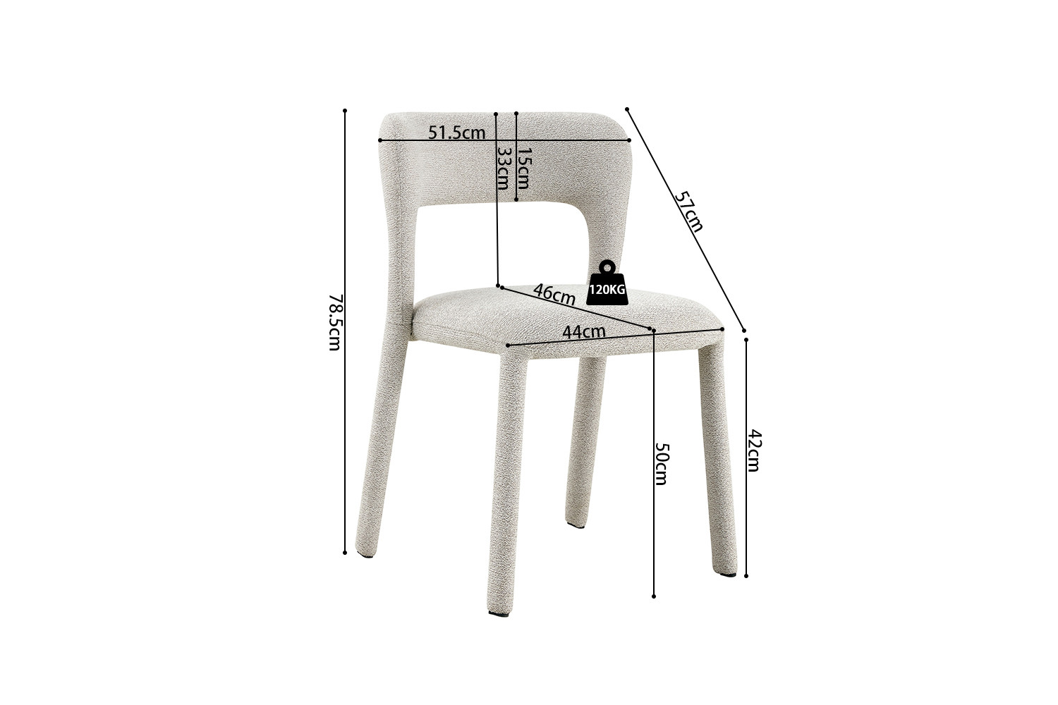 Image 13 for NEW - Stoel Elvas Stapelbaar Stof Ote Sahara 152 Ecru