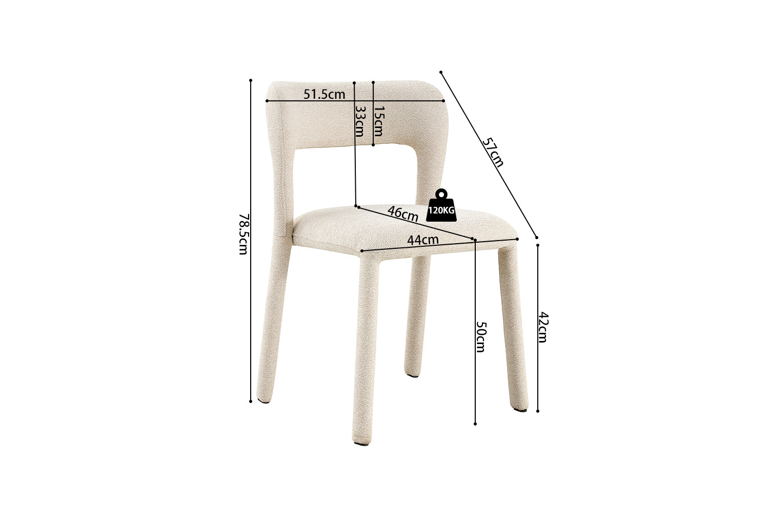 Image 13 for NEW - Stoel Elvas Stapelbaar Stof Ote Sahara 112 Beige