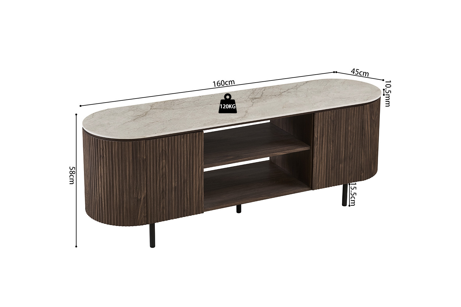 8bcbb131-dd9b-4350-8288-945092207343 Image 9 for NEW - TV meubel Vigo 160 cm Decor Donkere Eik Shakespear Beige