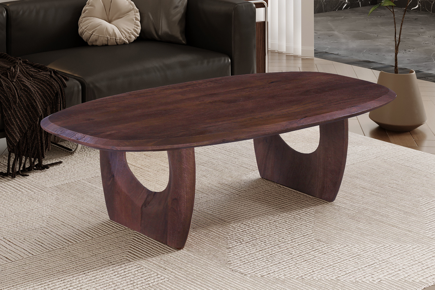 Image 2 for NEW - Salontafel Braga Deens Ovaal Mango hout Donkerbruin