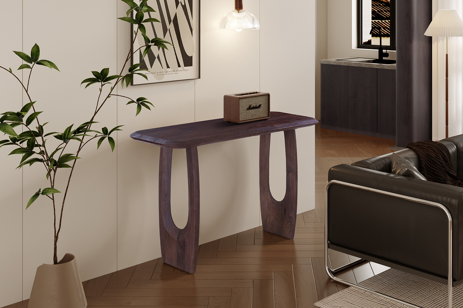 Image 1 for NEW - Console Braga Deens Ovaal Mango hout Donkerbruin