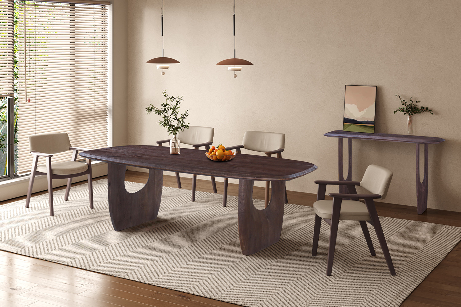Image 3 for NEW - Console Braga Deens Ovaal Mango hout Donkerbruin