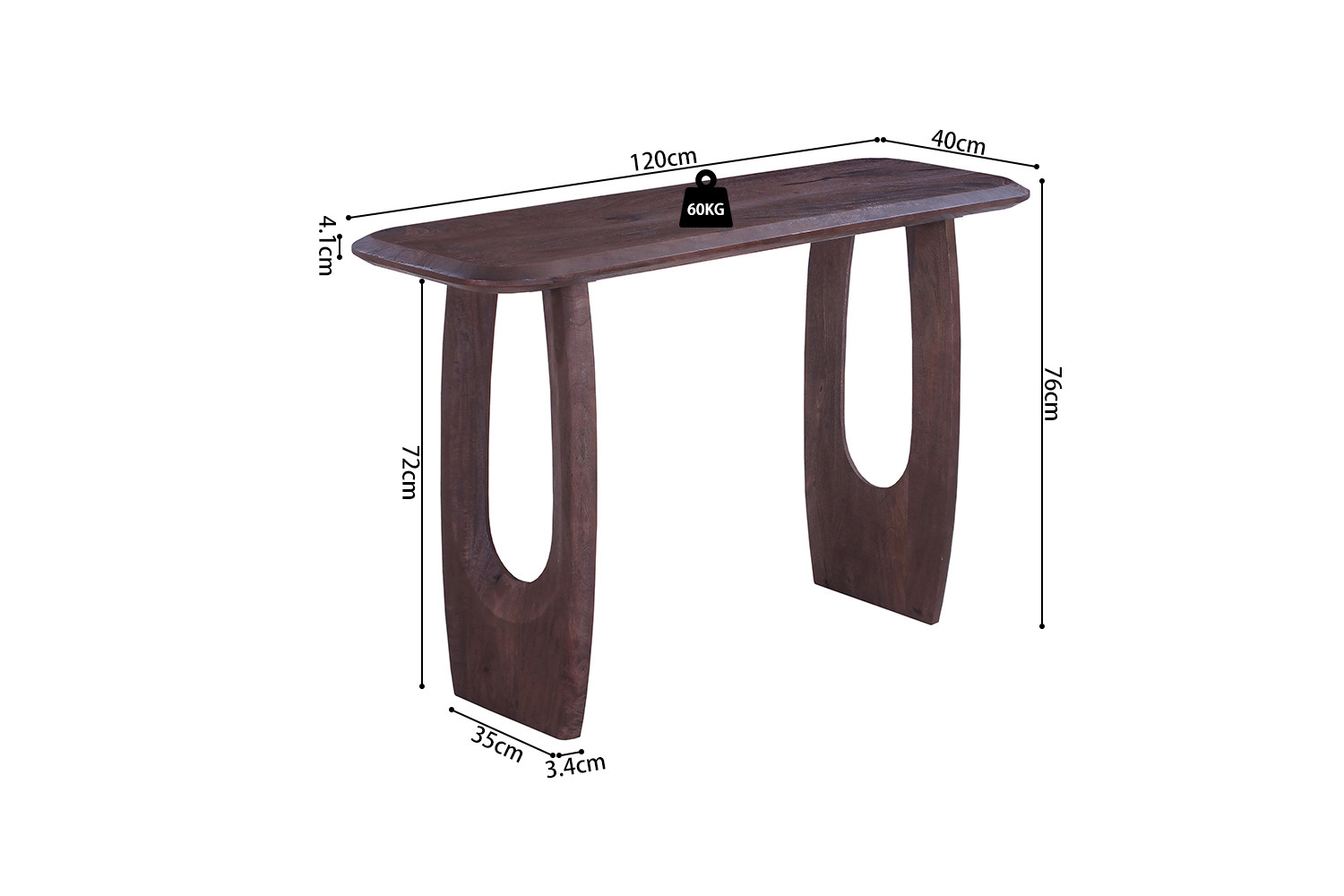 Image 8 for NEW - Console Braga Deens Ovaal Mango hout Donkerbruin