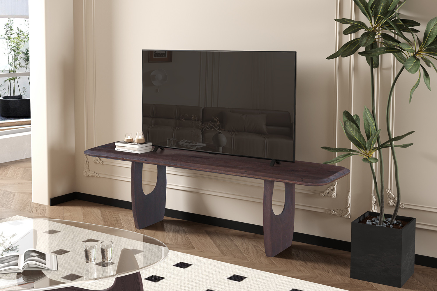 Image 1 for NEW - TV meubel Braga Mango hout Donkerbruin
