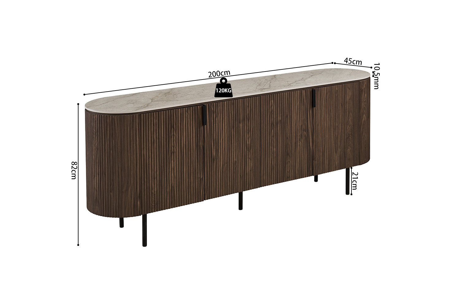 Image 9 for NEW - Dressoir Vigo 200 cm Decor Donkere Eik Shakespear Beige