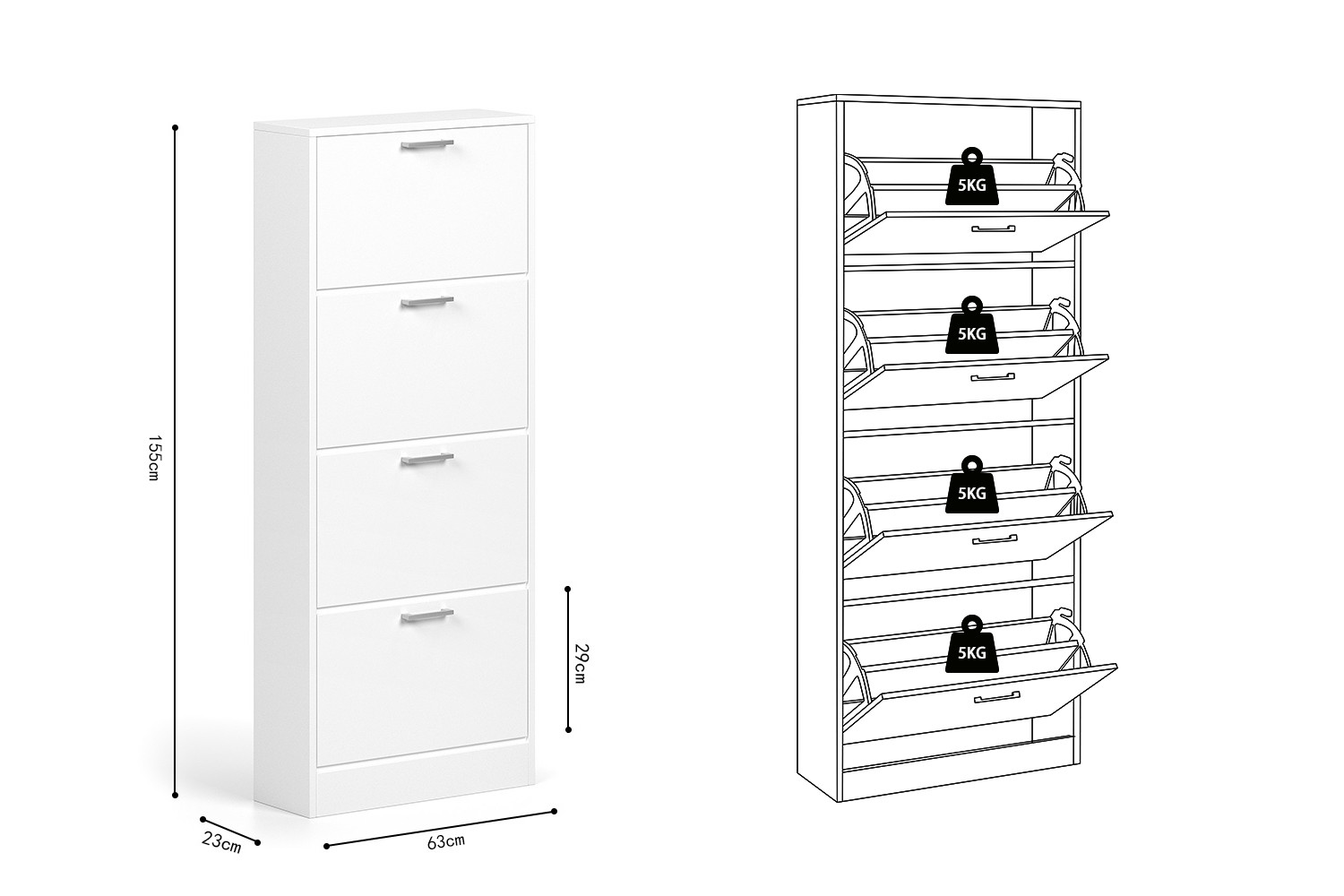 Image 8 for Schoenenkast Carini 4 laden Wit