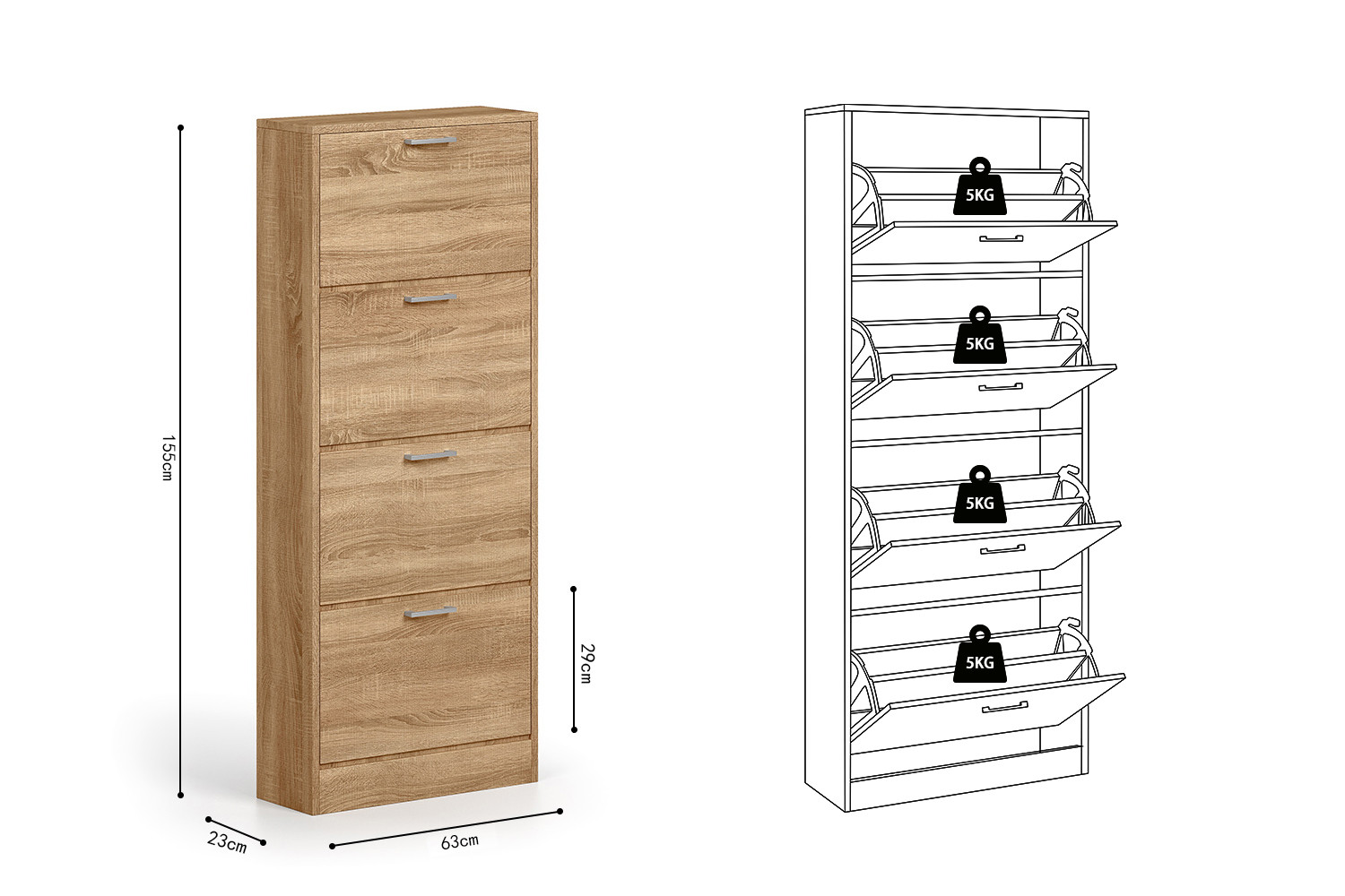 Image 7 for Schoenenkast Carini 4 laden Sonoma