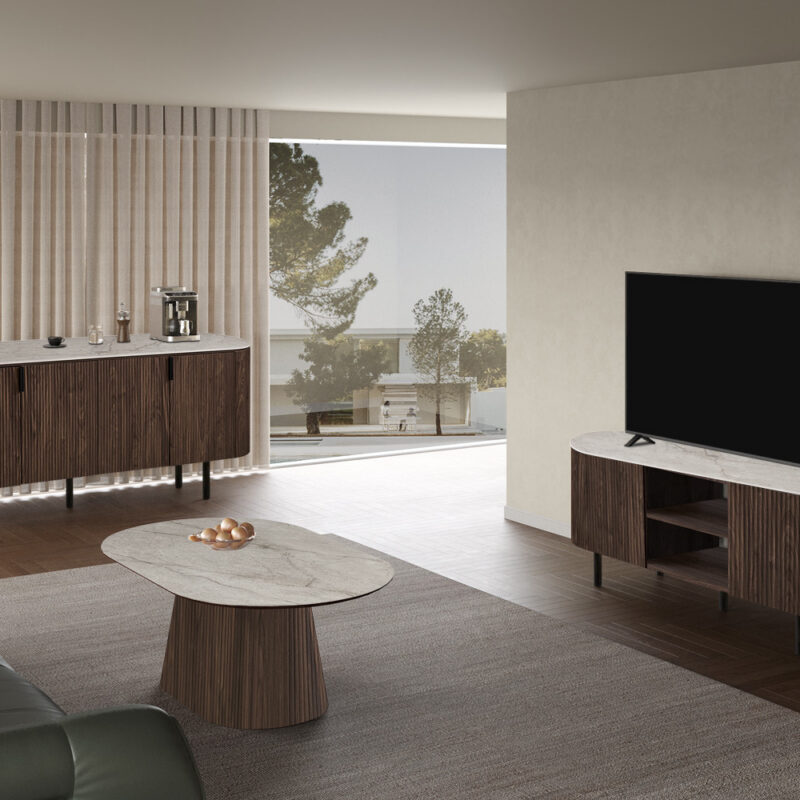Image 2 for NEW - Dressoir Vigo 200 cm Decor Donkere Eik Shakespear Beige