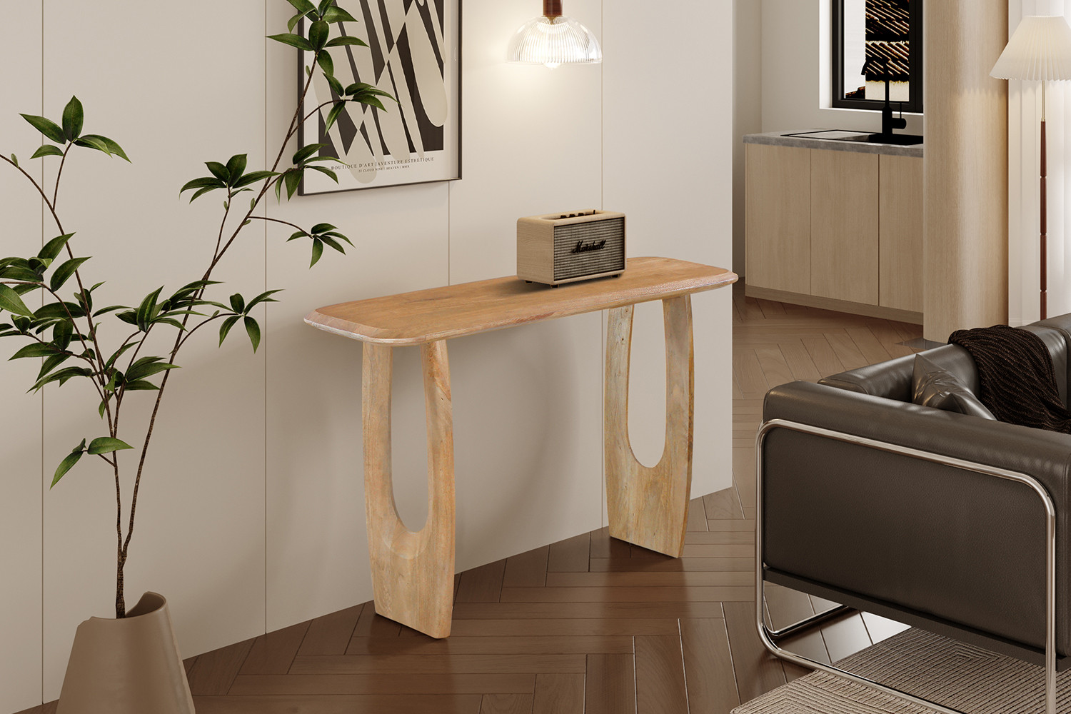 Image 1 for NEW - Console Braga Deens Ovaal Mango hout Amandel