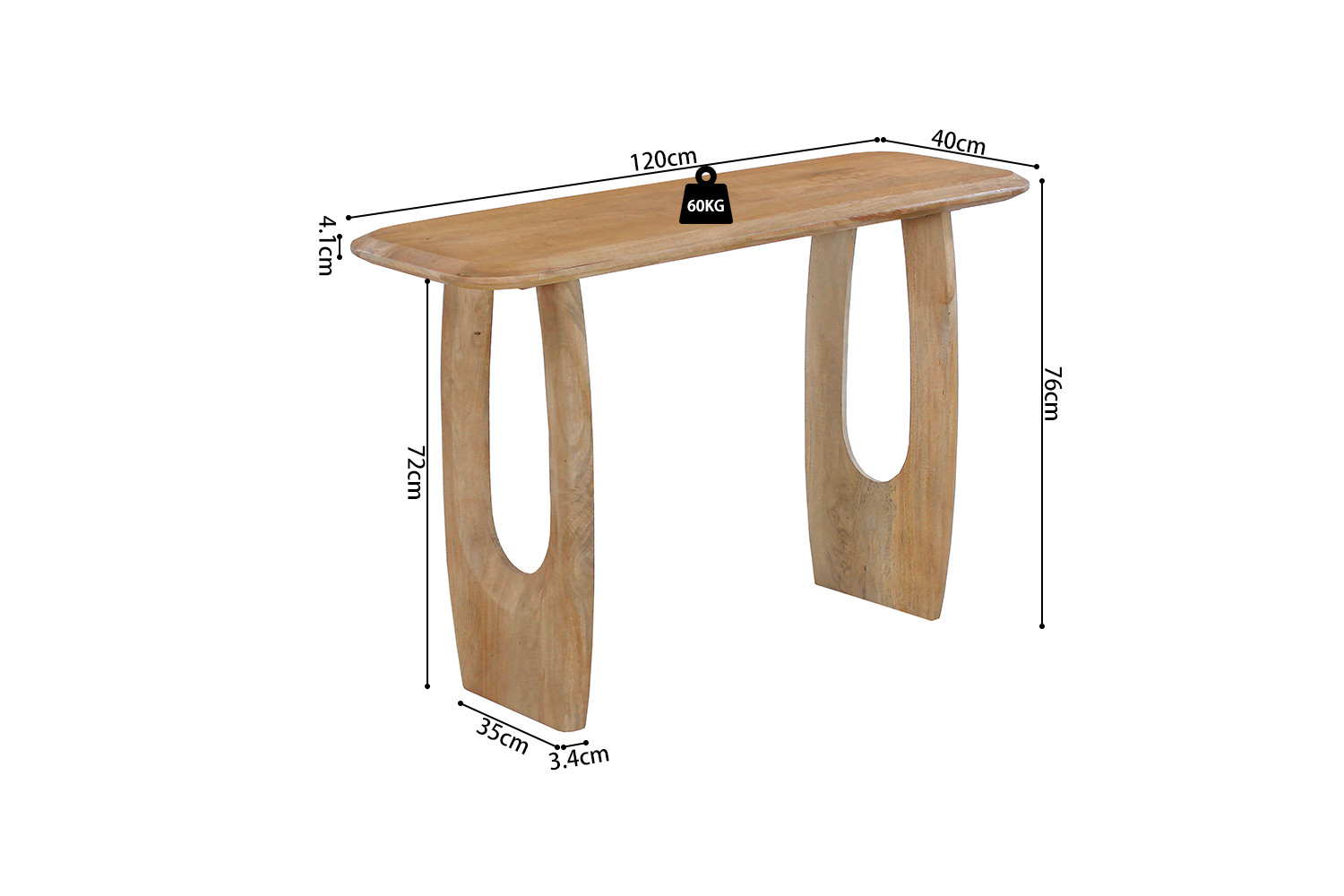 Image 8 for NEW - Console Braga Deens Ovaal Mango hout Amandel