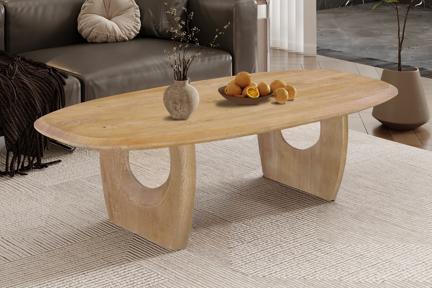 Image 1 for NEW - Salontafel Braga Deens Ovaal Mango hout Amandel