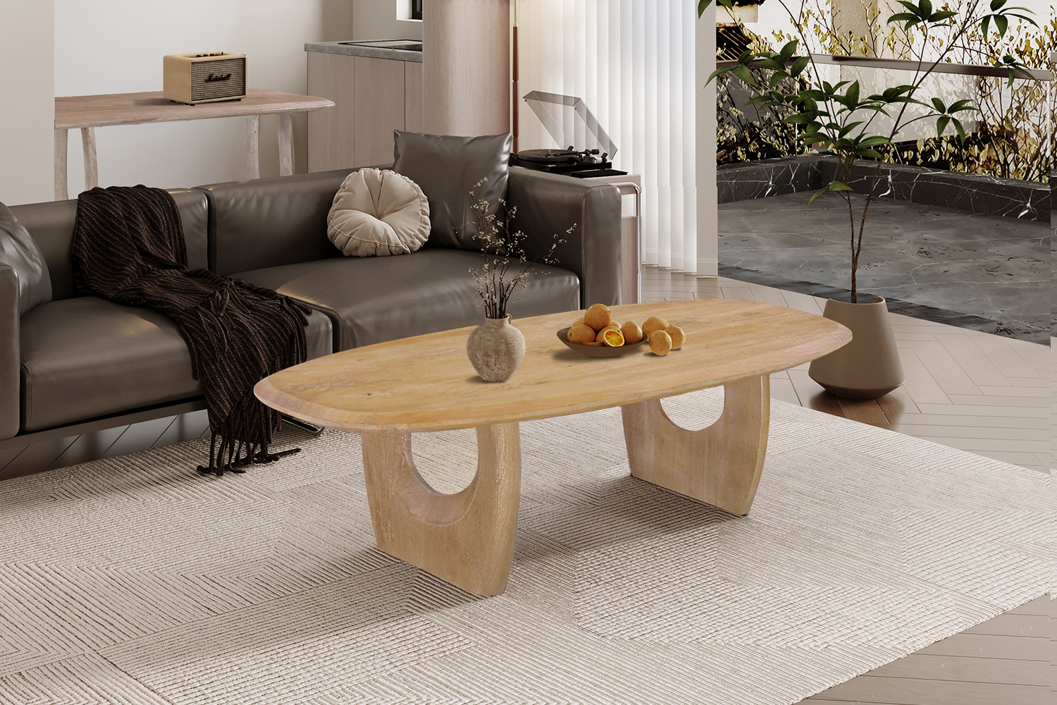Image 2 for NEW - Salontafel Braga Deens Ovaal Mango hout Amandel