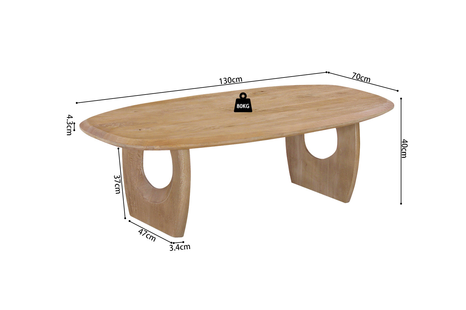 Image 8 for NEW - Salontafel Braga Deens Ovaal Mango hout Amandel
