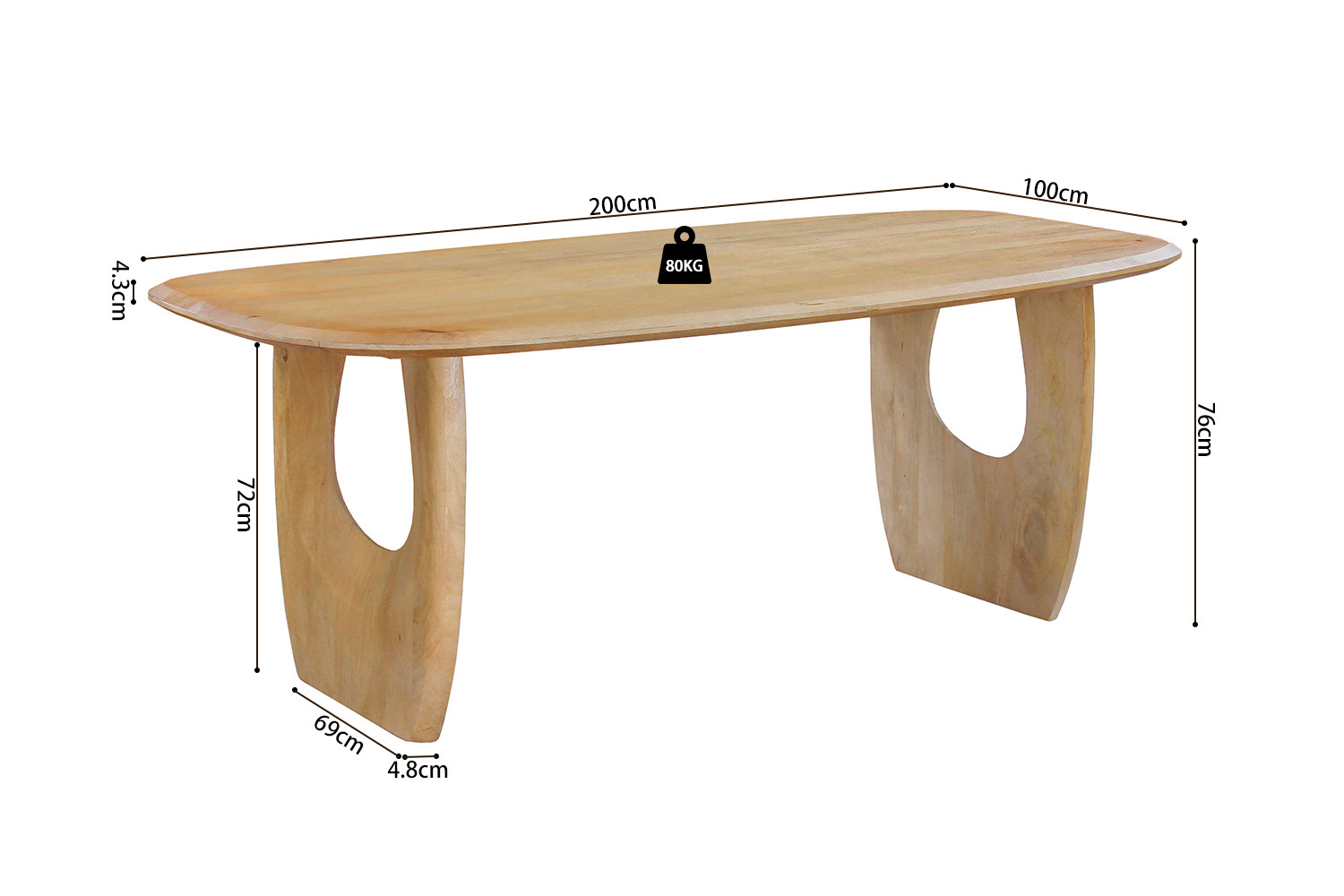 Image 8 for NEW - Tafel Braga Deens Ovaal Mango hout Amandel