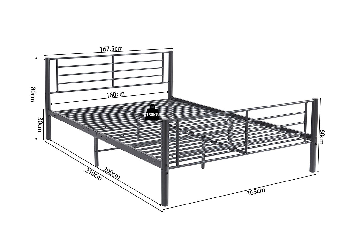 Image 7 for NEW - Bed Sammy 160x200 Metaal Donkergrijs