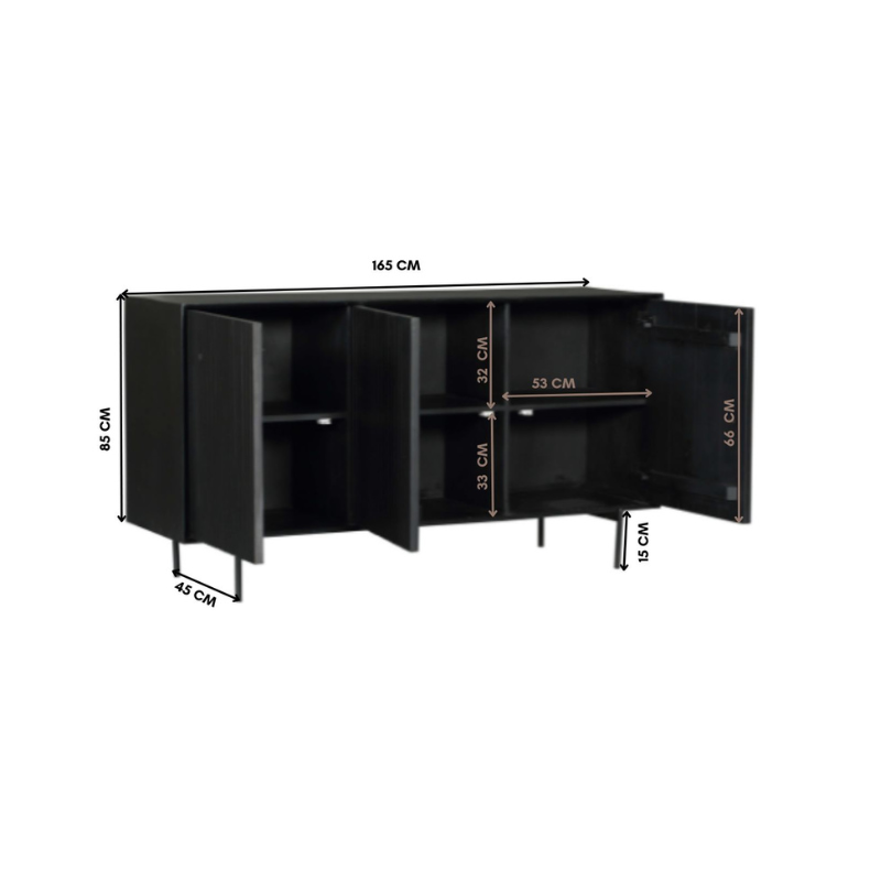 STF-5754_5 Dressoir Madison Zwart Mangohout 165 cm - Image 6
