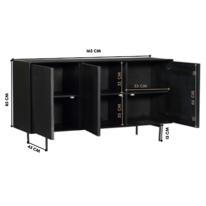 Dressoir Madison Zwart Mangohout 165 cm - Image 11