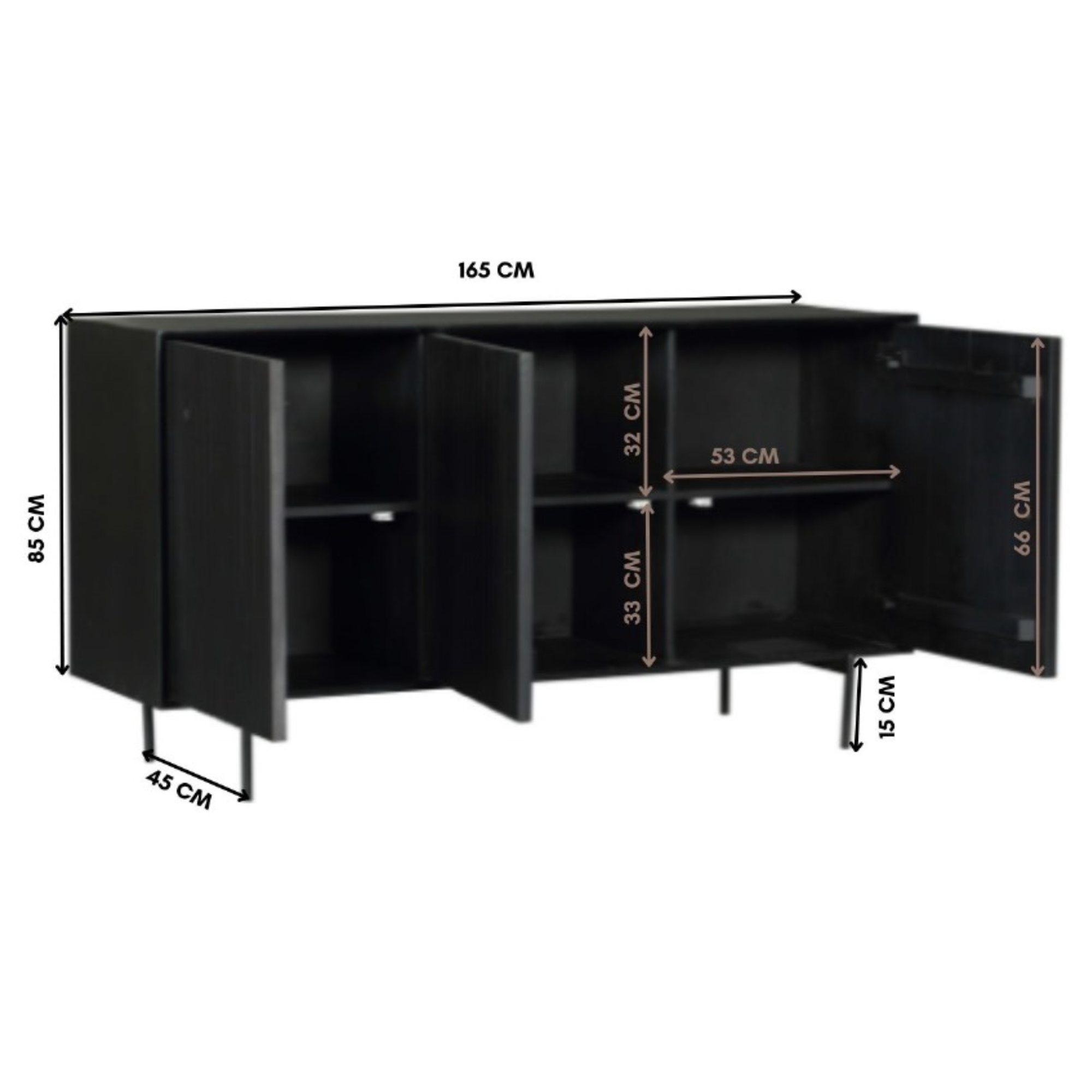 STF-5754_10 Dressoir Madison Zwart Mangohout 165 cm - Image 11