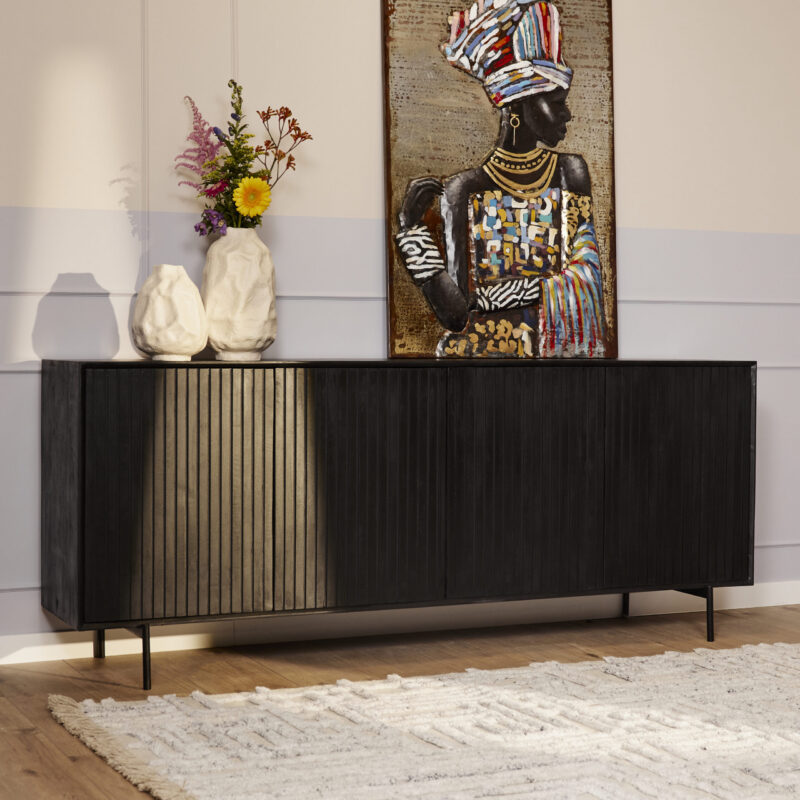 Dressoir Madison Zwart Mangohout 210 cm - Image 1