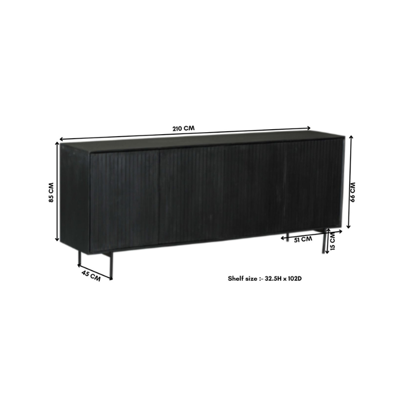 Dressoir Madison Zwart Mangohout 210 cm - Image 5