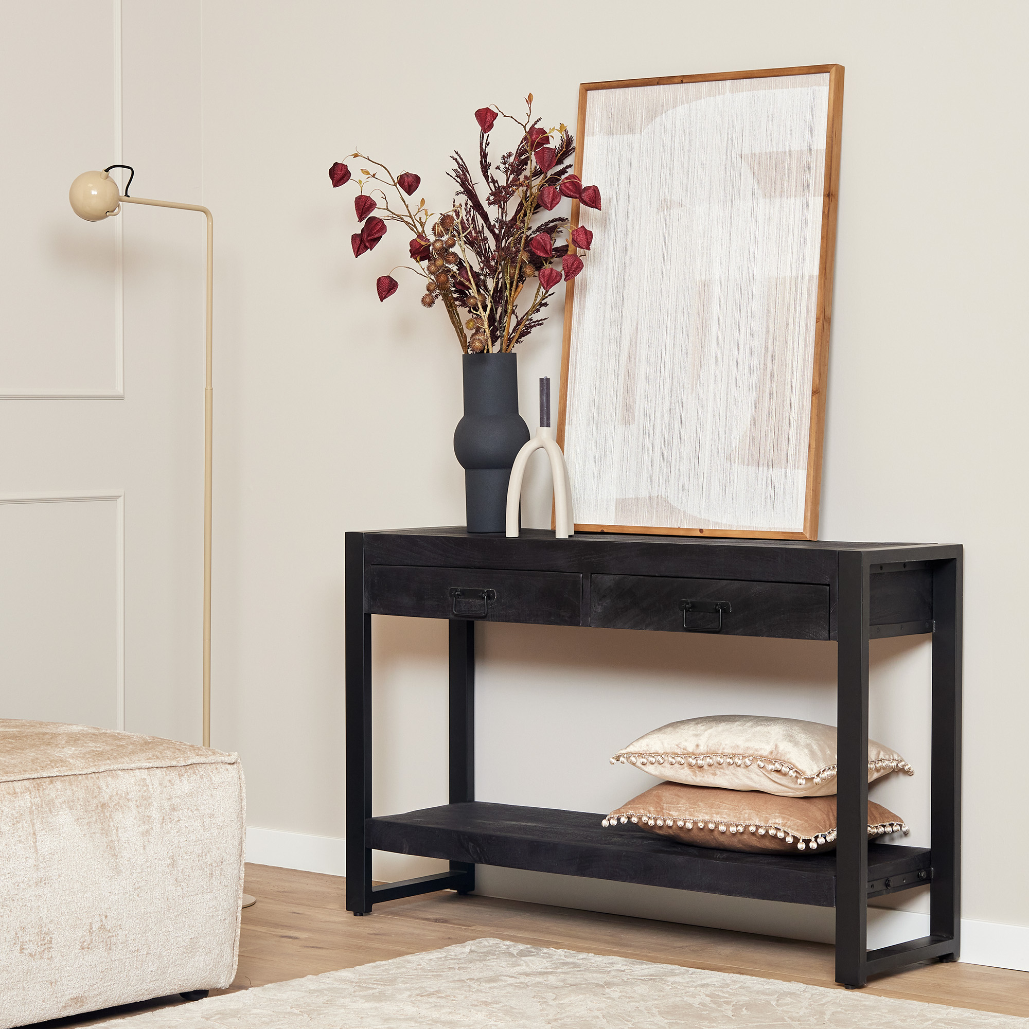 Sidetable Boaz Zwart Mangohout 120 cm - Image 1