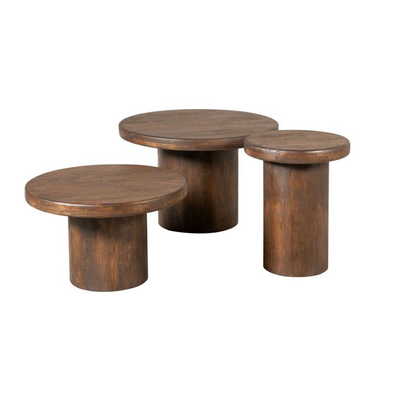Salontafel set Maya Bruin Mangohout 70 cm - Image 1