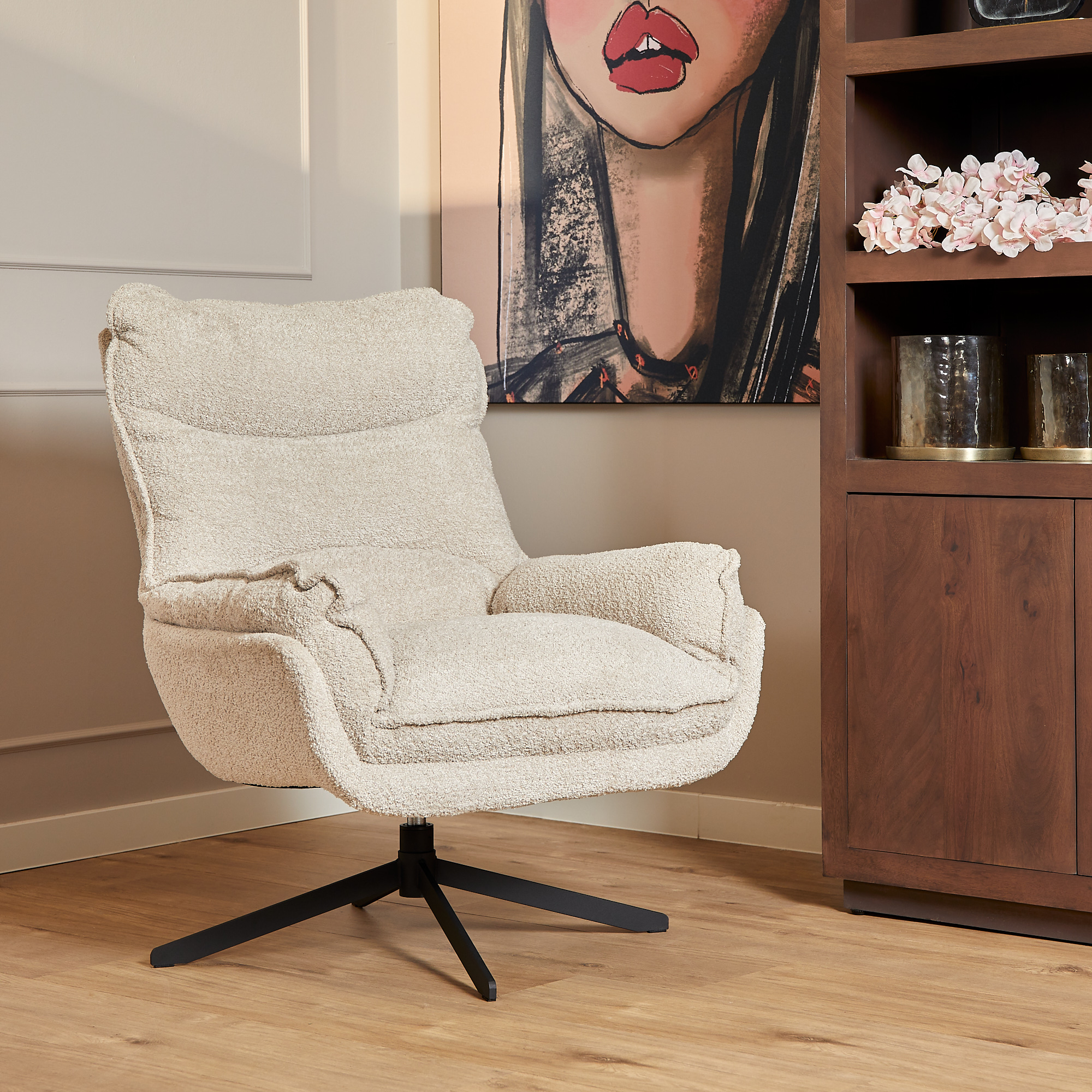 Draaibare fauteuil Vera Off white - Image 1