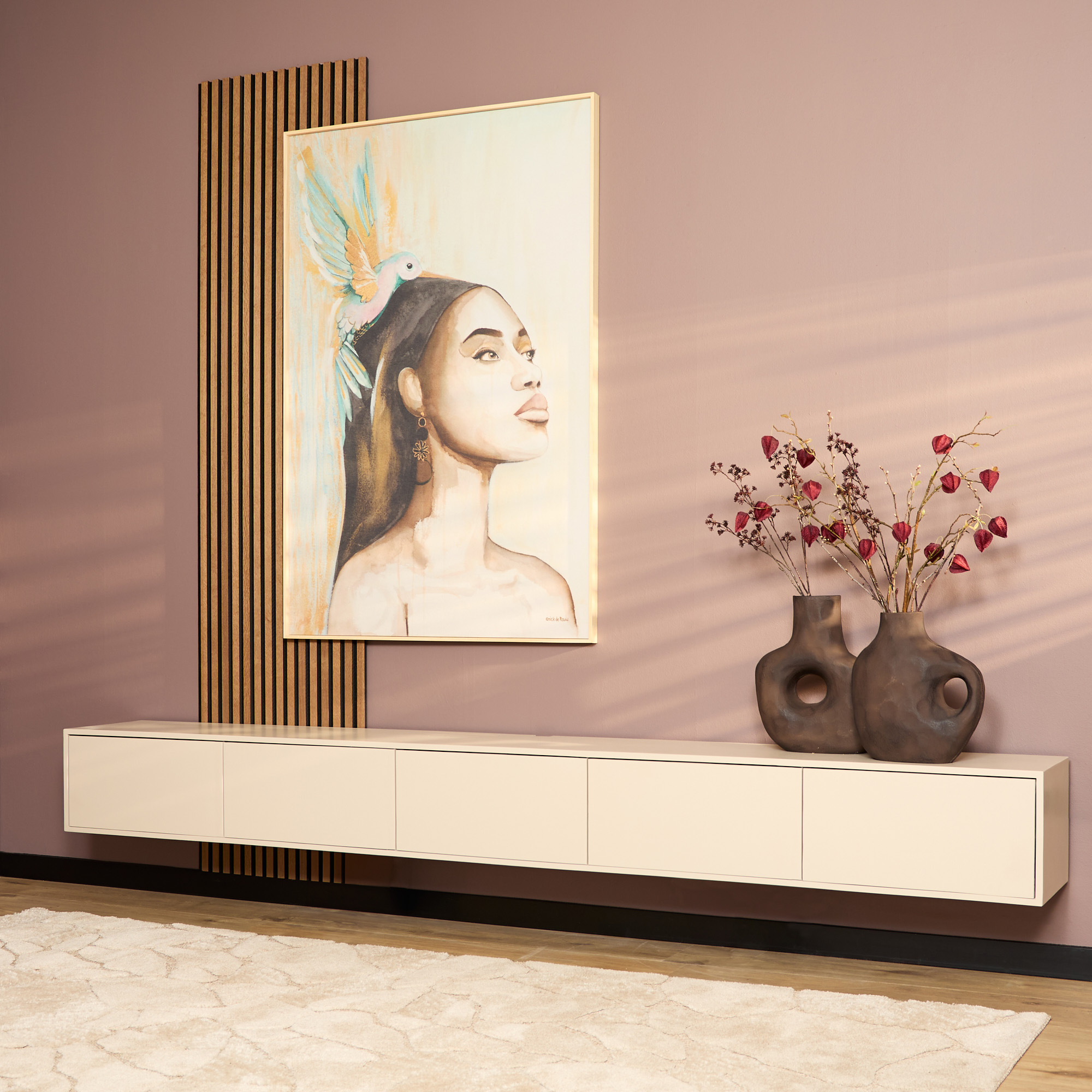 Zwevend tv meubel Vision Zand Mangohout 280 cm - Image 1