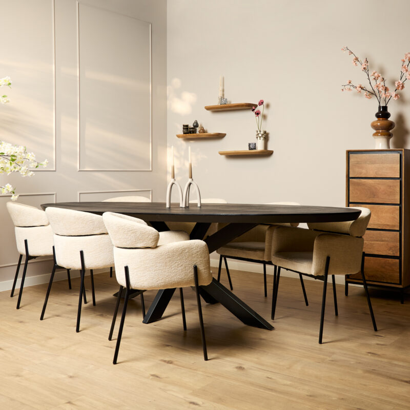 Ovale eettafel Brandy Zwart Mangohout 240 cm - Image 1