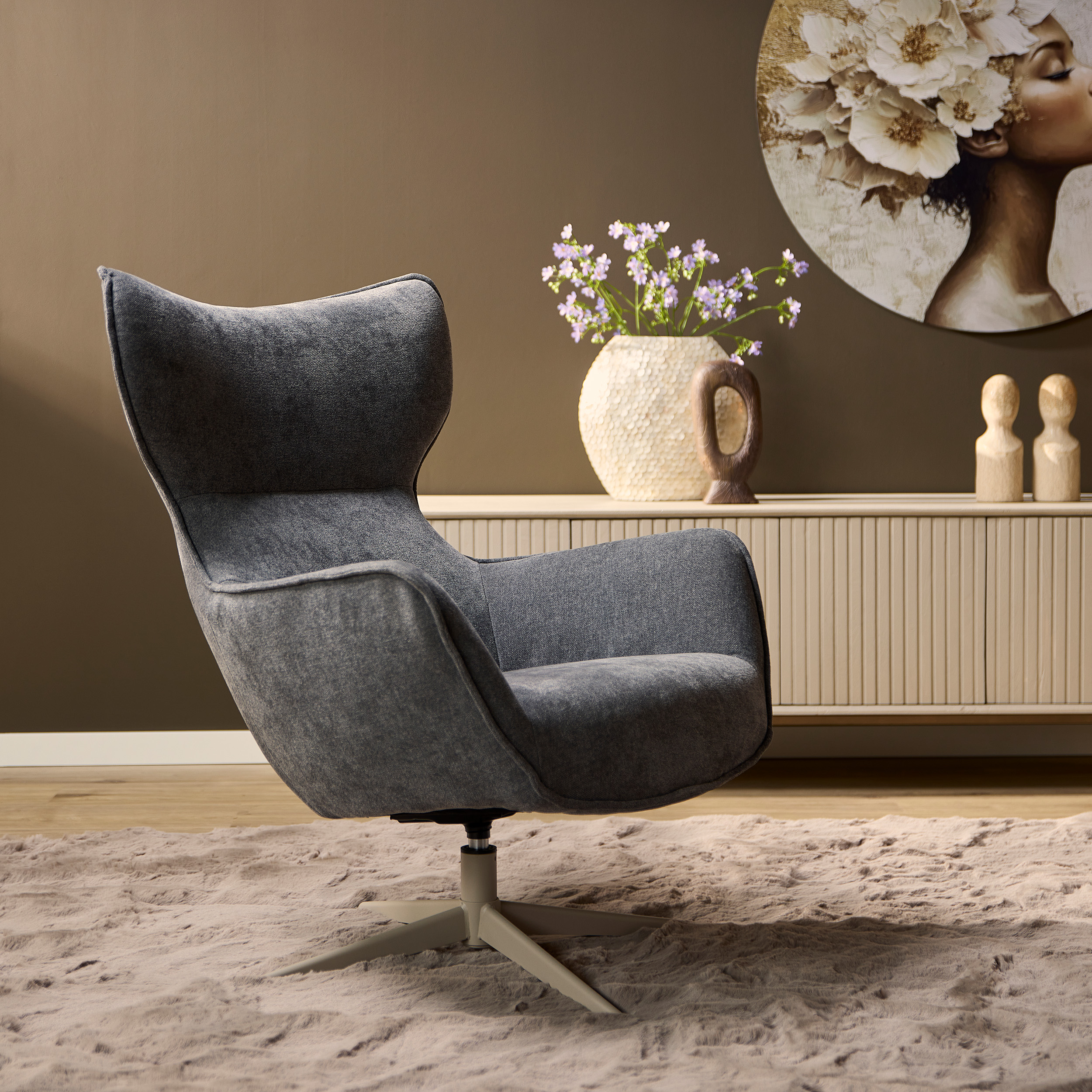 Draaibare fauteuil Julia Antraciet - Image 1