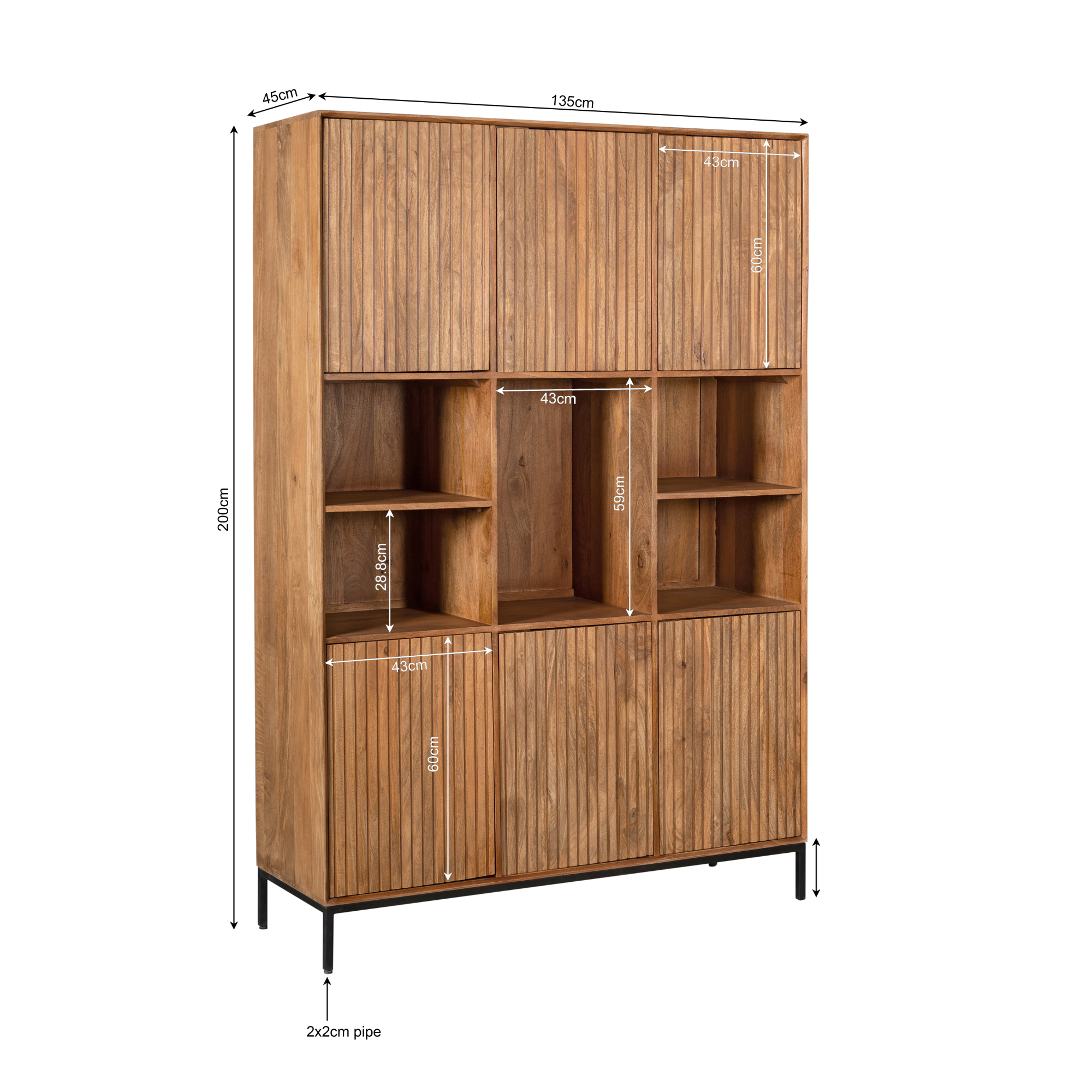 Vakkenkast Madison XL Naturel Mangohout 135 cm - Image 11