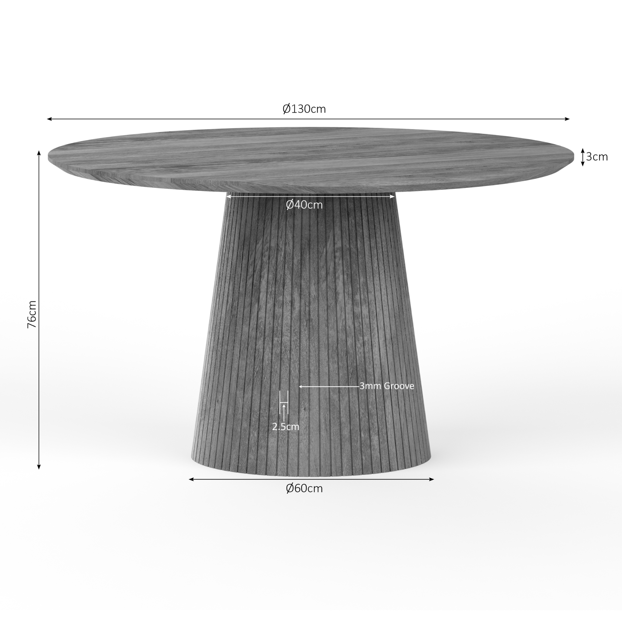 Ronde eettafel Solana Naturel Mangohout 130 cm - Image 9