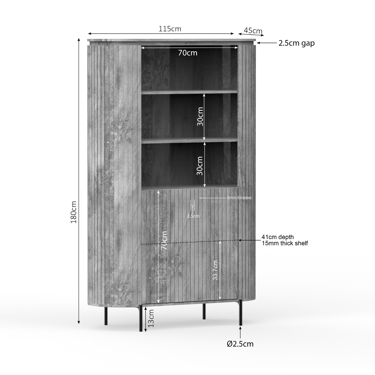 Wandkast Solana Naturel Mangohout 115 cm - Image 9