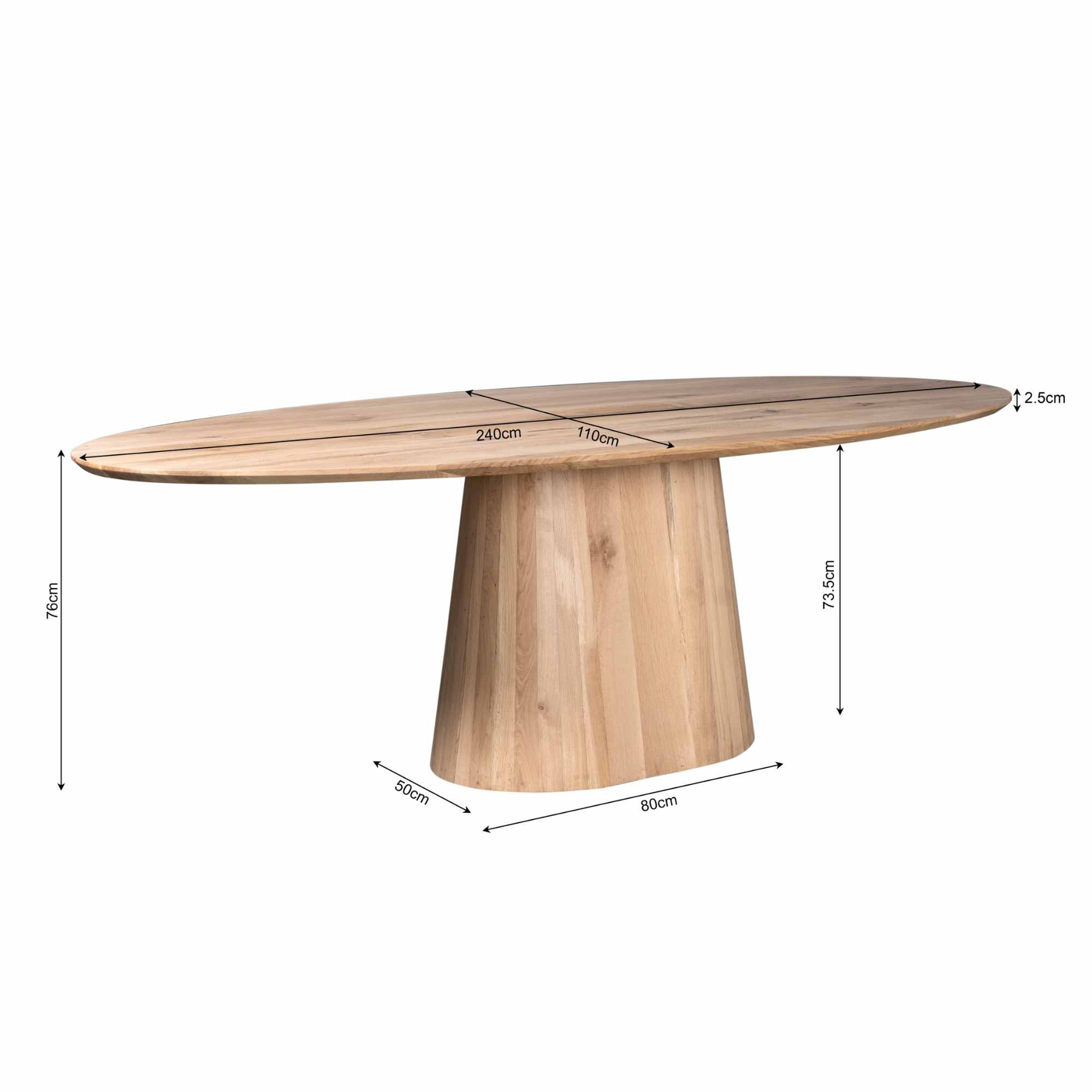 Ovale eettafel Riga Naturel Eikenhout 240 cm - Image 11