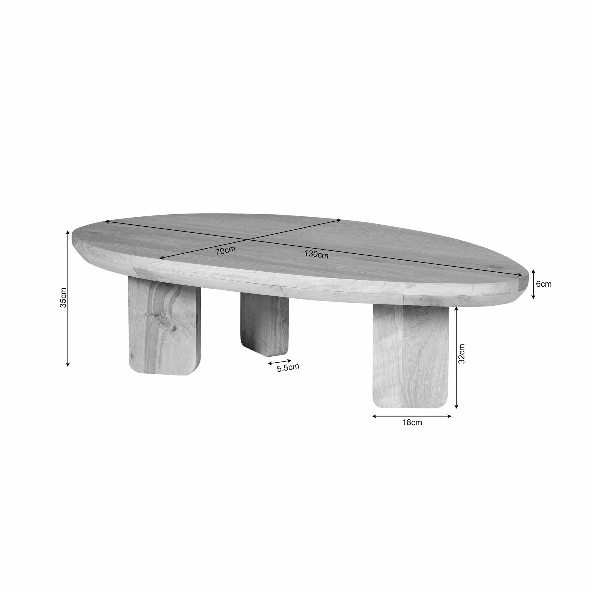 Salontafel Zillah Naturel Eikenhout 130 cm - Image 10