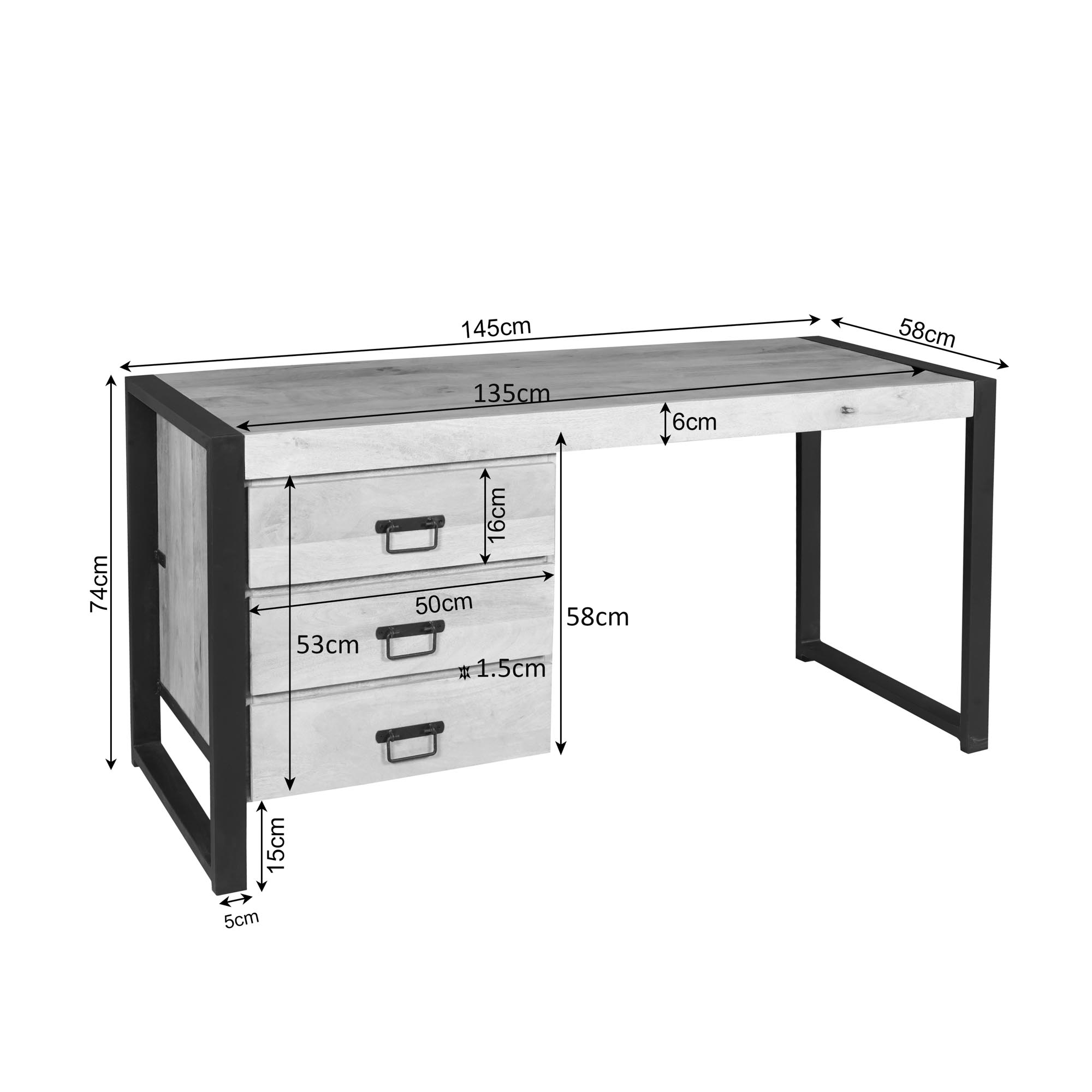 Bureau Britt Naturel Mangohout 145 cm - Image 6