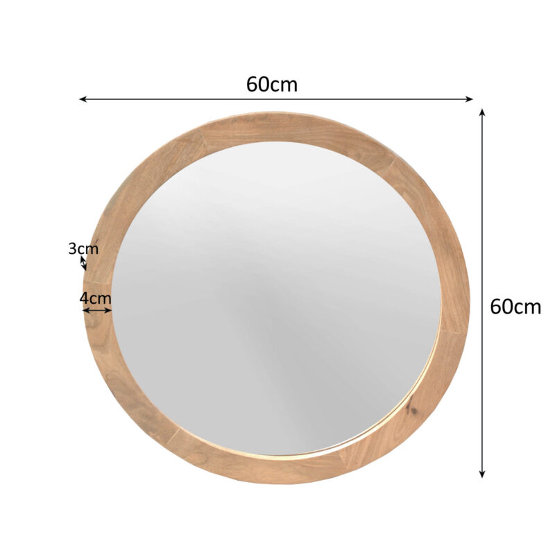 Ronde spiegel Dide Naturel Mangohout 60 cm - Image 2