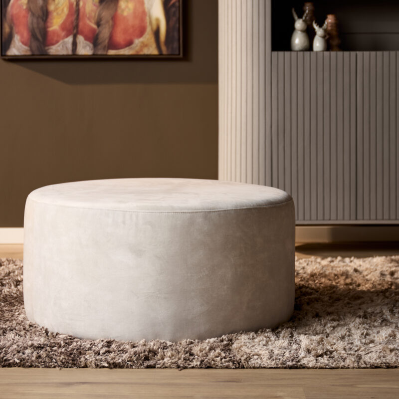Ronde Hocker Creme 80 cm | Adore 102 - Image 1