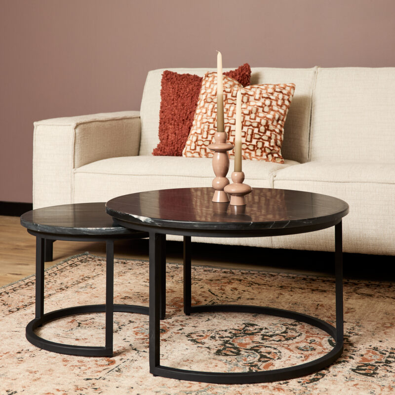 Salontafel set Nova Zwart Marmer 70 cm - Image 1
